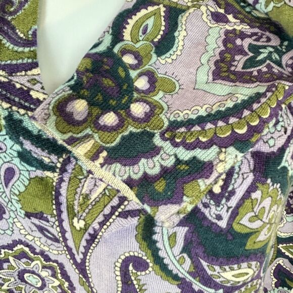 Talbots Purple Paisley Merino Wool V Neck Pullover Sweater Size 1X - Picture 3 of 16